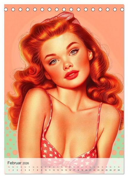 Produktbild: Retro PinUp Girls (Tischkalender 2026 DIN A5 hoch), CALVENDO Monatskalender
