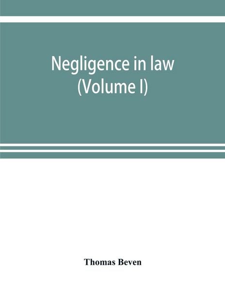 Produktbild: Negligence in law (Volume I)