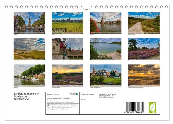 Produktbild: Streifz&uuml;ge durch den Norden der Niederlande (Wandkalender 2026 DIN A4 quer), CALVENDO Monatskalender