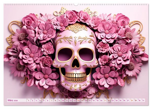 Produktbild: Skull Flower - Totenkopf ART (hochwertiger Premium Wandkalender 2026 DIN A2 quer), Kunstdruck in Hochglanz