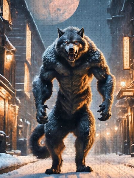 Produktbild: CALVENDO Puzzle Werwolf auf der Pirsch bei Vollmond | 1000 Teile Lege-Gr&ouml;&szlig;e 64x48cm Foto-Puzzle f&uuml;r gl&uuml;ckliche Stunden