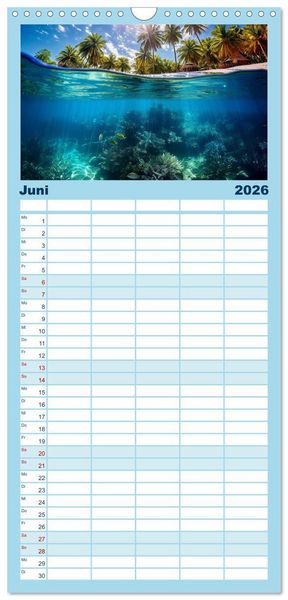 Produktbild: Familienplaner 2026 - Schnorcheltiefe mit 5 Spalten (Wandkalender, 21 x 45 cm) CALVENDO