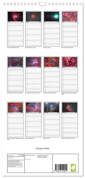 Produktbild: Familienplaner 2026 - Farbiges Weltall mit 5 Spalten (Wandkalender, 21 x 45 cm) CALVENDO