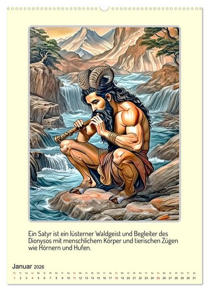 Produktbild: Mythologische Gestalten der griechischen Antike (hochwertiger Premium Wandkalender 2026 DIN A2 hoch), Kunstdruck in Hochglanz