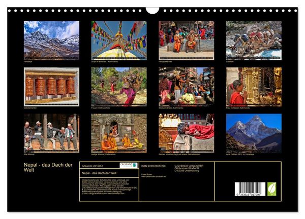 Produktbild: Nepal - das Dach der Welt (Wandkalender 2026 DIN A3 quer), CALVENDO Monatskalender