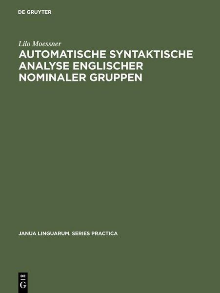 Produktbild: Automatische syntaktische Analyse englischer nominaler Gruppen