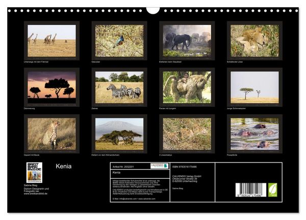 Produktbild: Kenia (Wandkalender 2026 DIN A3 quer), CALVENDO Monatskalender