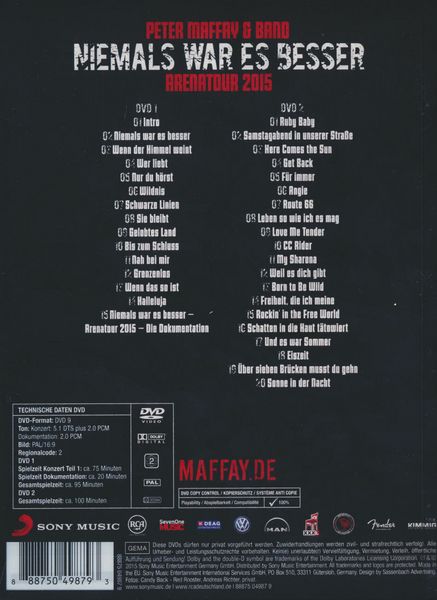 Produktbild: Peter Maffay - Niemals war es besser [LE] [2 DVDs]