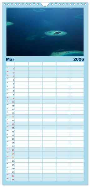 Produktbild: Familienplaner 2026 - Malediven &ndash; Das Paradies im Indischen Ozean III mit 5 Spalten (Wandkalender, 21 x 45 cm) CALVENDO