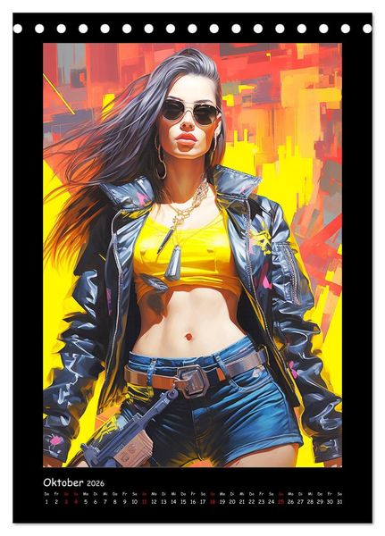 Produktbild: Cyberpunk. Futuristische Heldinnen (Tischkalender 2026 DIN A5 hoch), CALVENDO Monatskalender