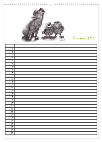 Produktbild: Tieronisch Eulen (Wandkalender 2026 DIN A2 hoch), CALVENDO Monatskalender