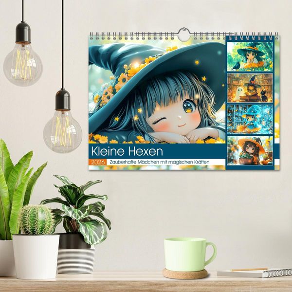 Produktbild: Kleine Hexen. Zauberhafte M&auml;dchen mit magischen Kr&auml;ften (Wandkalender 2026 DIN A4 quer), CALVENDO Monatskalender