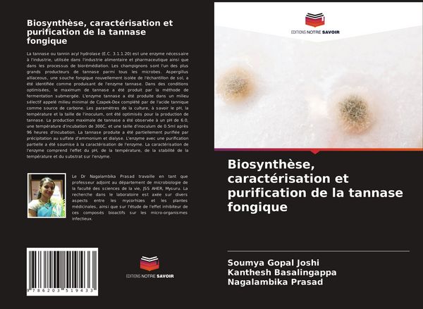 Produktbild: Biosynth&egrave;se, caract&eacute;risation et purification de la tannase fongique