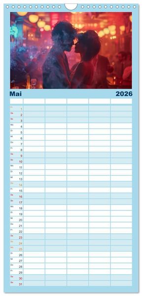 Produktbild: Familienplaner 2026 - Jazz Geschichten um Mitternacht mit 5 Spalten (Wandkalender, 21 x 45 cm) CALVENDO