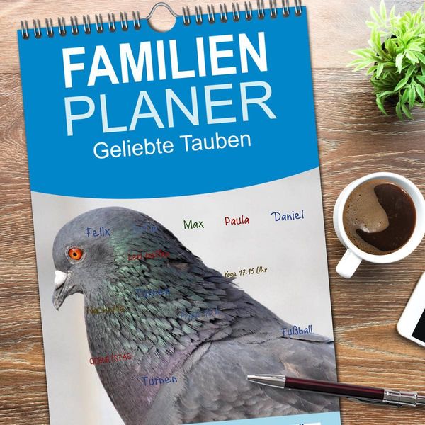 Produktbild: Familienplaner 2026 - Geliebte Tauben mit 5 Spalten (Wandkalender, 21 x 45 cm) CALVENDO
