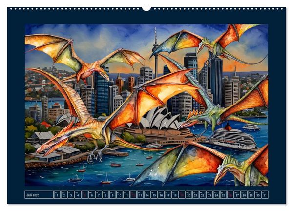 Produktbild: Dinosaurier erobern die Welt zur&uuml;ck (hochwertiger Premium Wandkalender 2026 DIN A2 quer), Kunstdruck in Hochglanz