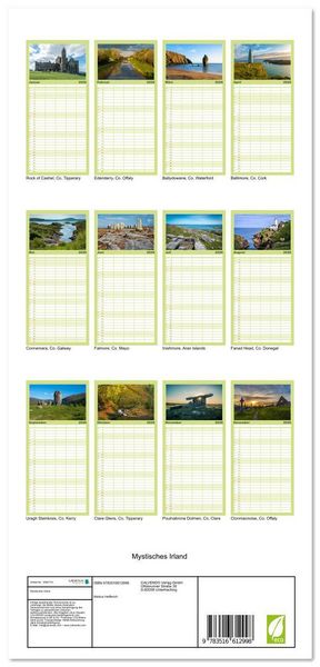 Produktbild: Familienplaner 2026 - Mystisches Irland mit 5 Spalten (Wandkalender, 21 x 45 cm) CALVENDO