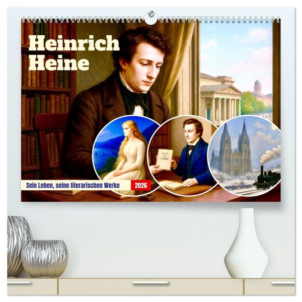 Produktbild: Heinrich Heine. Sein Leben, seine literarischen Werke (hochwertiger Premium Wandkalender 2026 DIN A2 quer), Kunstdruck in Hochglanz