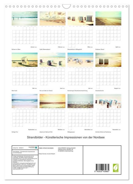 Produktbild: Strandbilder - K&uuml;nstlerische Impressionen von der Nordsee (Wandkalender 2026 DIN A3 hoch), CALVENDO Monatskalender