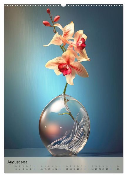 Produktbild: Blumenpracht in edlen Vasen (Wandkalender 2026 DIN A2 hoch), CALVENDO Monatskalender
