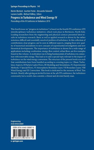 Produktbild: Progress in Turbulence and Wind Energy IV