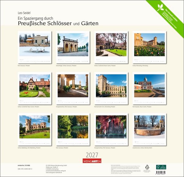 Produktbild: Ein Spaziergang durch Preu&szlig;ische Schl&ouml;sser und G&auml;rten Kalender 2027
