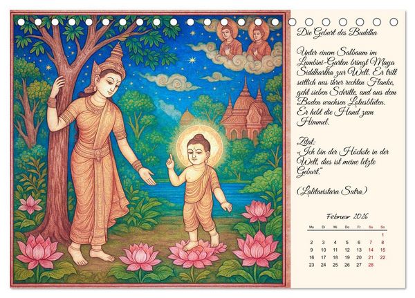 Produktbild: Siddhartas Pfad zum Buddha (Tischkalender 2026 DIN A5 quer), CALVENDO Monatskalender