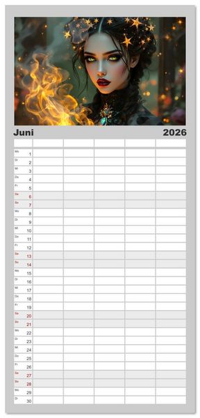 Produktbild: Familienplaner 2026 - Goth Fantasie mit 5 Spalten (Wandkalender, 21 x 45 cm) CALVENDO