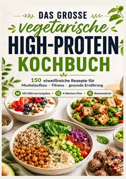 Das vegetarische High-Protein-Kochbuch Eiweißreiche Rezepte für Muskelaufbau, Fitness & gesunde Ernährung, Taschenbuch von Katja Meyer, Bookmundo,