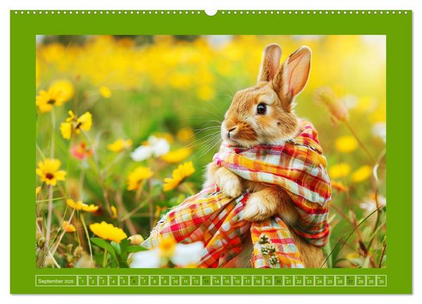 Produktbild: Kaninchen auf modischer Mission (Wandkalender 2026 DIN A2 quer), CALVENDO Monatskalender