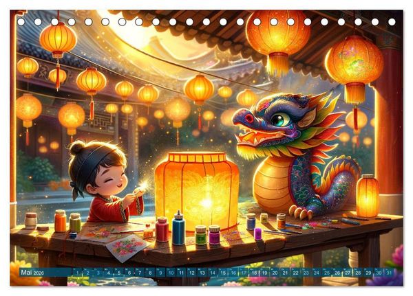 Produktbild: M&ouml;nch und Drache: Vier Jahreszeiten im Tempelgarten (Tischkalender 2026 DIN A5 quer), CALVENDO Monatskalender