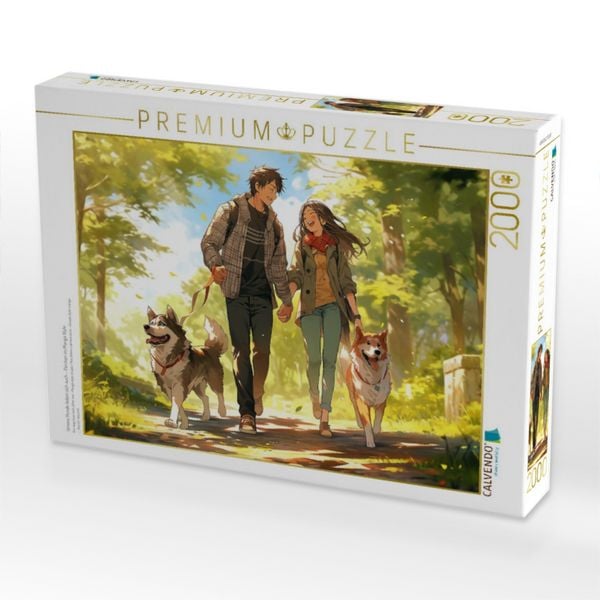 Produktbild: CALVENDO Puzzle Unsere Hunde lieben sich auch - P&auml;rchen im Manga Style | 2000 Teile Lege-Gr&ouml;&szlig;e 90x67cm Foto-Puzzle f&uuml;r gl&uuml;ckliche Stunden
