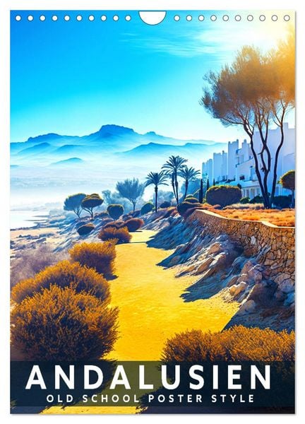 Produktbild: Andalusien - Old School Poster Style (Wandkalender 2026 DIN A4 hoch), CALVENDO Monatskalender