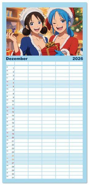 Produktbild: Familienplaner 2026 - Anime Piraten - Waifu Edition mit 5 Spalten (Wandkalender, 21 x 45 cm) CALVENDO