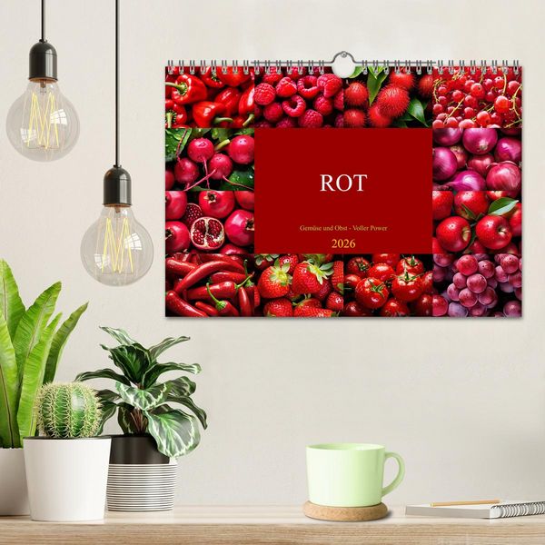 Produktbild: ROT - Gem&uuml;se und Obst - Voller Power (Wandkalender 2026 DIN A4 quer), CALVENDO Monatskalender