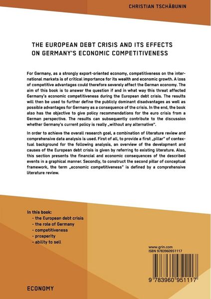 Produktbild: The European debt crisis and its effects on Germany's economic competitiveness