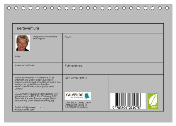 Produktbild: Fuerteventura (Tischkalender 2027 DIN A5 quer), CALVENDO Monatskalender
