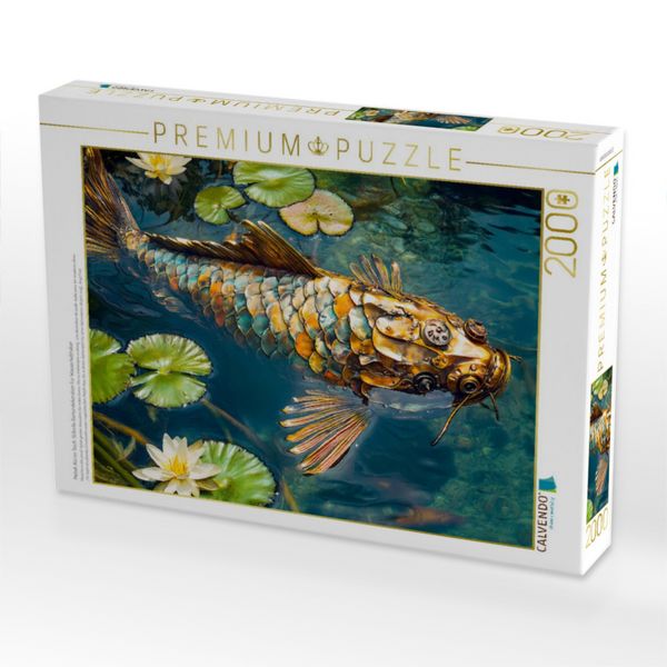 Produktbild: CALVENDO Puzzle Metall-Koi im Teich: Stilvolle Gartendekoration f&uuml;r Wasserliebhaber | 2000 Teile Lege-Gr&ouml;&szlig;e 90x67cm Foto-Puzzle f&uuml;r gl&uuml;ckliche Stunden