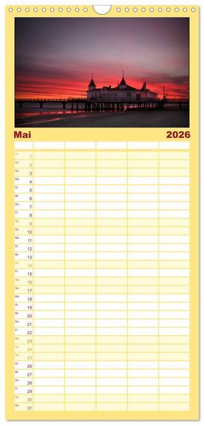 Produktbild: Familienplaner 2026 - Usedom 2026 Rendezvous zwischen Ahlbeck und Heringsdorf mit 5 Spalten (Wandkalender, 21 x 45 cm) CALVENDO