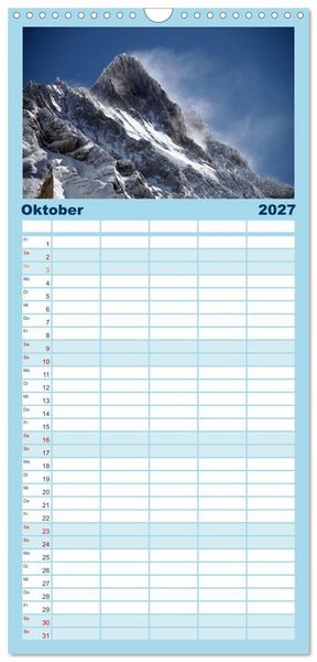 Produktbild: Familienplaner 2027 - Schweizer Berggipfel mit 5 Spalten (Wandkalender, 21 x 45 cm) CALVENDO