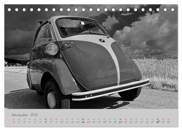 Produktbild: BMW Isetta 300 in schwarzwei&szlig; (Tischkalender 2026 DIN A5 quer), CALVENDO Monatskalender