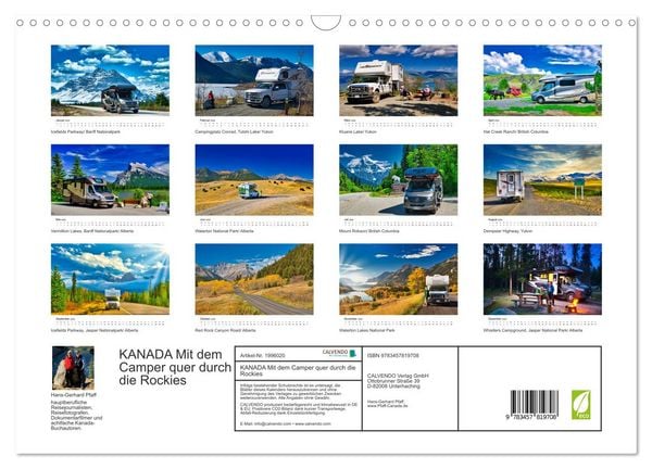 Produktbild: KANADA Mit dem Camper quer durch die Rockies (Wandkalender 2026 DIN A3 quer), CALVENDO Monatskalender