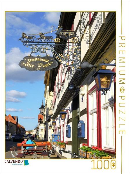 "CALVENDO Puzzle Tangermünde, Restaurant ""Zur Post"" | 1000 Teile Lege-Größe 64x48cm Foto-Puzzle für glückliche Stunden"