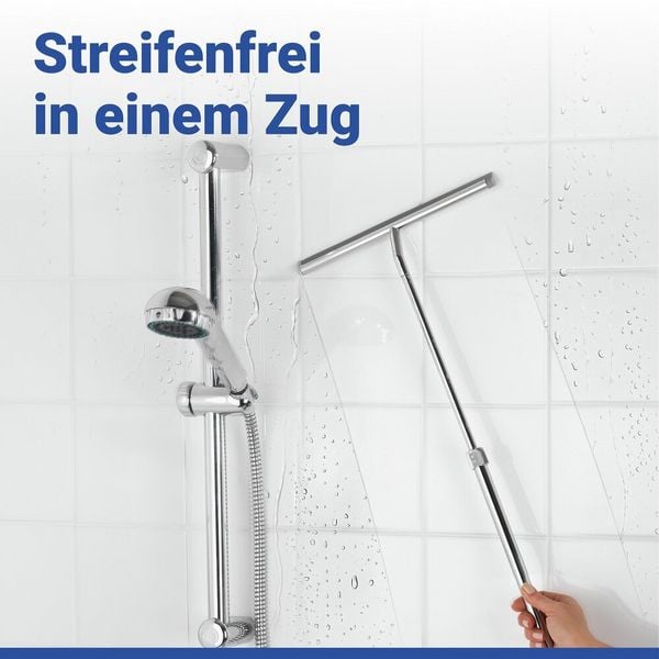 Produktbild: Teleskop Duschabzieher Silber, aus rostfreiem Edelstahl, stufenlos ausziehbar