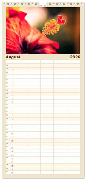 Produktbild: Familienplaner 2026 - Bl&uuml;ten im Retro-Style mit 5 Spalten (Wandkalender, 21 x 45 cm) CALVENDO