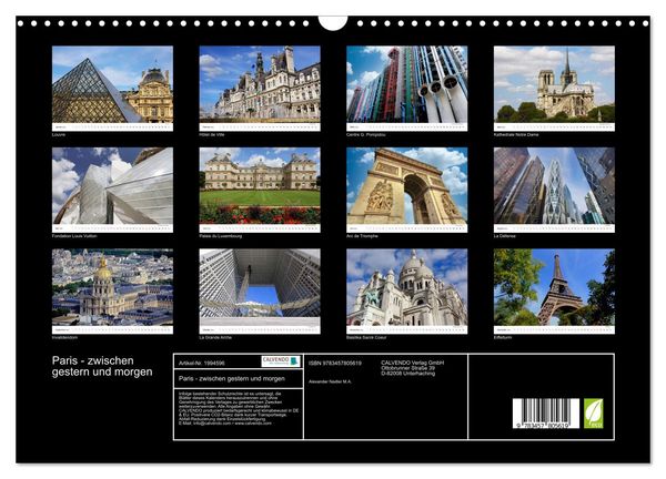 Produktbild: Paris - zwischen gestern und morgen (Wandkalender 2026 DIN A3 quer), CALVENDO Monatskalender