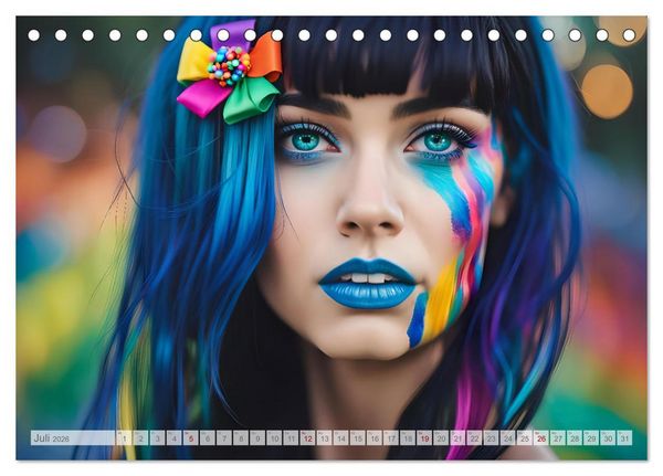 Produktbild: Farben der Weiblichkeit - Kunstvolle KI Portraits (Tischkalender 2026 DIN A5 quer), CALVENDO Monatskalender