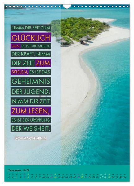 Produktbild: Aktiviere deine Gelassenheit Weisheiten und Zitate (Wandkalender 2026 DIN A3 hoch), CALVENDO Monatskalender