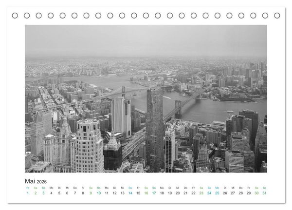 Produktbild: New York in schwarz weiss (Tischkalender 2026 DIN A5 quer), CALVENDO Monatskalender