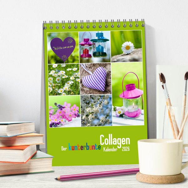 Produktbild: Der kunterbunte Collagen Kalender (Tischkalender 2026 DIN A5 hoch), CALVENDO Monatskalender